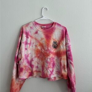 Vintage Tie Dye Tampa Fire Rescue Crewneck Cropped